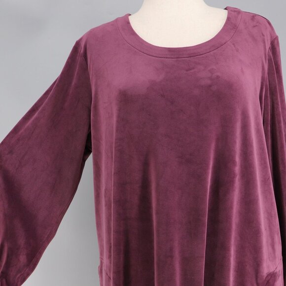 J.JILL PureJill Plush Velour Tunic Dress Long Sleeve Plum Purple Size XL - Picture 5 of 8